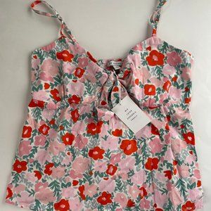 Free Assembly Pink and Red Floral Top Size S NWT